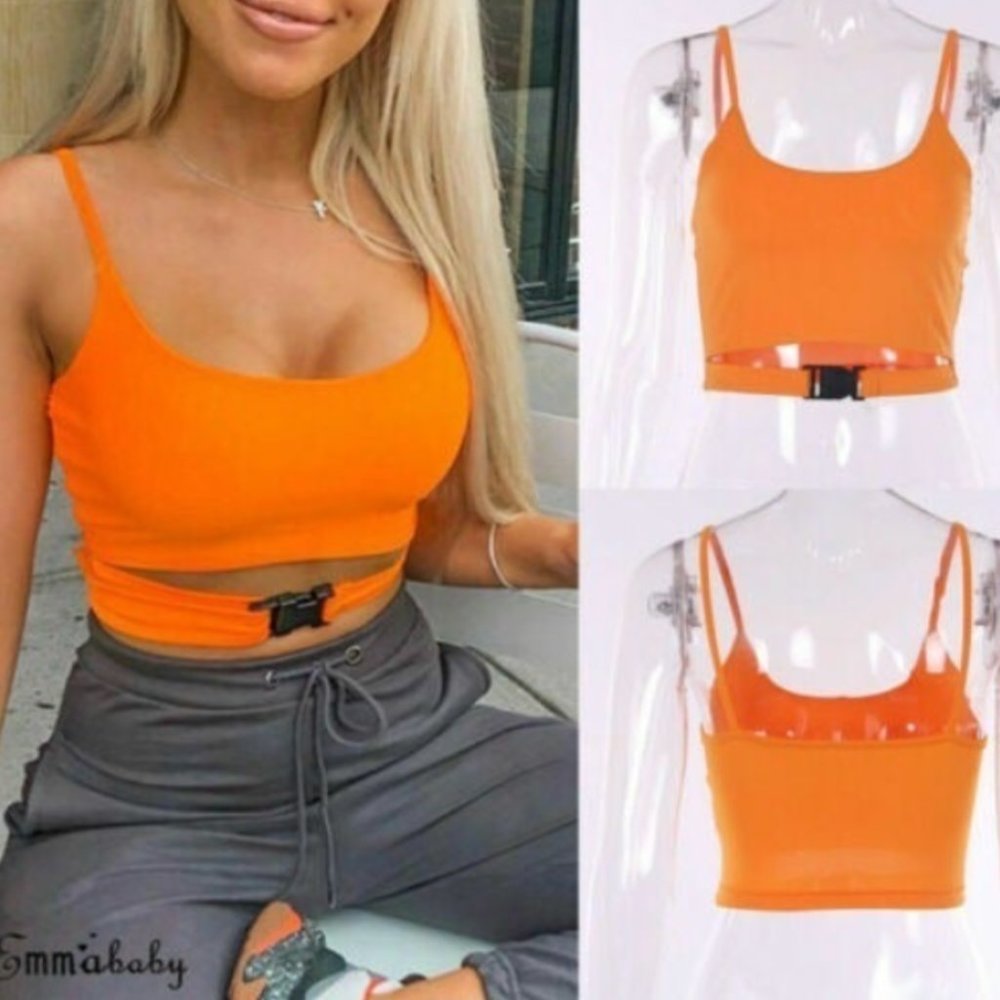 orange Spaghetti Strap Crop Top size: XL